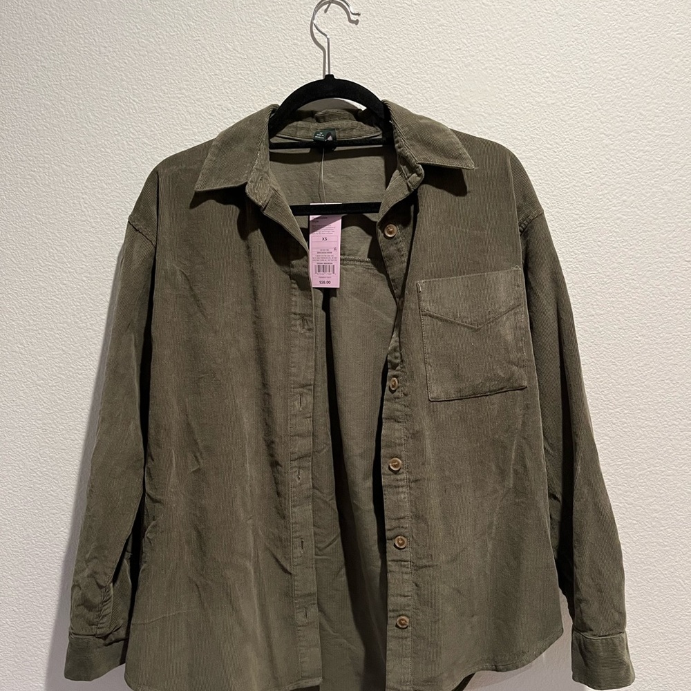 NWT Wild Fable Corduroy Button Down Shirt - Green